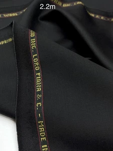 BLACK LORO PIANA Suiting Fabric Super 150s Merino Wool Tasmanian 2.20 meter - Picture 1 of 10