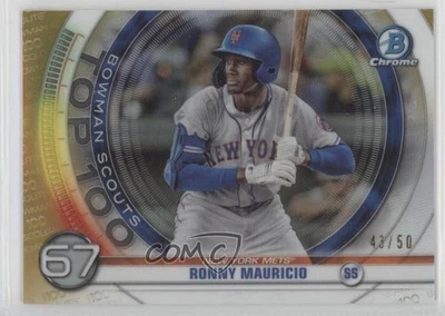2020 Bowman Scouts Top 100 Chrome Gold Refractor /50 Ronny Mauricio #BTP-67 - Image 1 of 2