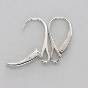 Pair of 925 STERLING SILVER Leverback Earrings Hooks DIY Findings Rhodium #36 - Picture 1 of 8