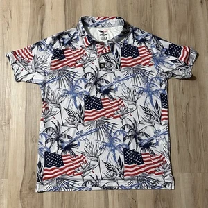 Eagle Six Gear Polo Golf Shirt Herren L blau AR Gewehr Waffe Blumen taktisch USA Flagge - Bild 1 von 5