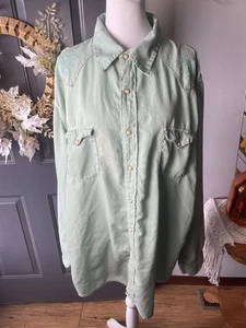Vintage Ryan Michael Embroidered Pearl Snap Faded Silk Blend Men’s Top XXXL - Picture 1 of 7
