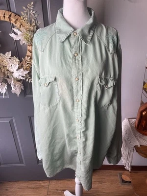 Top para hombre vintage Ryan Michael bordado perla descolorida mezcla de seda XXXL Foto 1 de 4