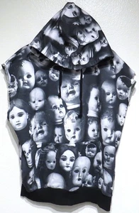 Dolls Kill Widow DOLL HEADS Sleeveless HOODIE SMALL Oversize Wayward Souls Goth - Picture 1 of 11