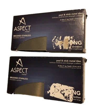 Azulejos Aspect Pelar y Pegar Metal Inoxidable Cepillado 3"x 6" 16 Azulejos Total -Leer @E Foto 1 de 4