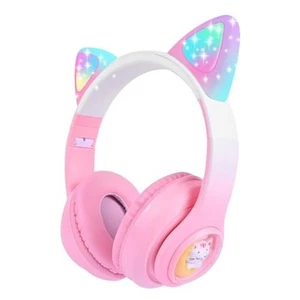 Cat Ear Kids Headphones Wireless, LED Light up Bluetooth Headphones Pink Pro - Picture 1 of 7