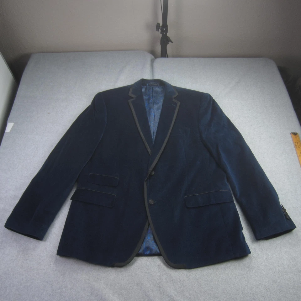 Blazer Tallia Para Hombres 42L Azul Marino Terciopelo Forrado Abrigo Deportivo Cuello Muesca 2 Botones Foto 1 de 4
