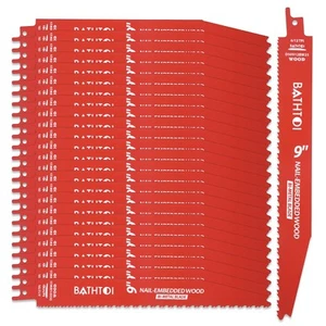 25 Pack 9 Inch 6/12 Tpi Reciprocating Saw Blades for Wood and Nail-Embedded W... - Picture 1 of 6