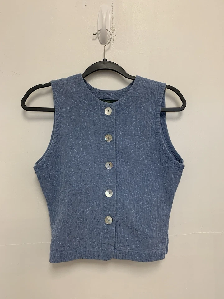 Vintage Orvis Blue Stitched Vest Size Large - Image 1 of 4