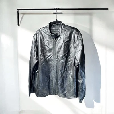 Chaqueta de piel de cordero negra Murano para hombre XL Foto 1 de 4