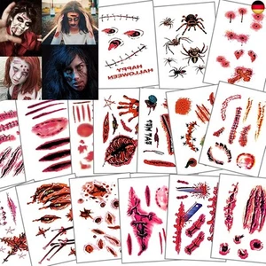 30 Blätt Halloween Tattoo Narben, Halloween Gesicht Schminke Wirkende Narben - Bild 1 von 7