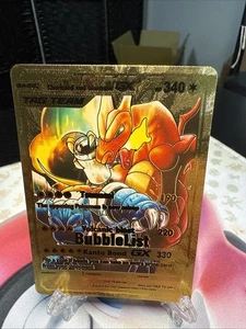 Charizard & Blastoise GX Tag Team Hp340 Gold Foil Fan Art Display Card 💥💥💥 - Picture 1 of 2