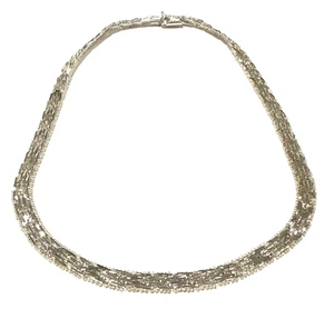 VINTAGE ITALY 925 STERLING SILVER NECKLACE CHOKER SILVER CHAIN 16 1/2" & 29.9gr - Picture 1 of 7