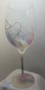 Handbemalter Kunstglas Weinkelch mattiert Goldwirbel irisierend Pastell Stiel - Bild 1 von 15