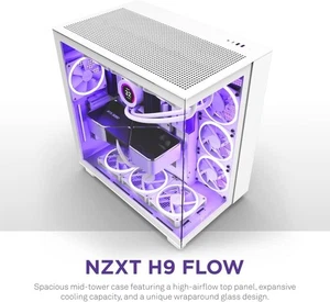 NZXT H9 Flow - All White Dual-Chamber Mid-Tower Airflow ATX PC Gaming Gehäuse - Bild 1 von 8