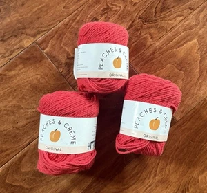 Peaches & Crème Red Yarn Lot Of 3 - Picture 1 of 4