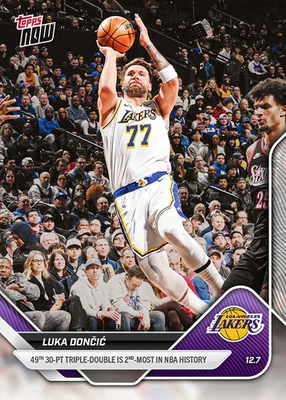 Tarjeta Luka Doncic 49º 30 Pt Triple-Doble 2025-26 NBA Topps AHORA 77 Preventa Foto 1 de 2