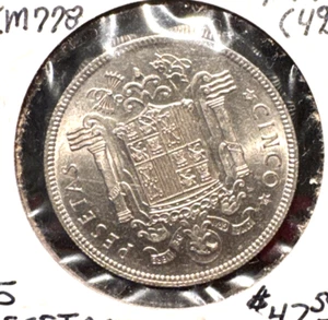 Spagna 1949 (49) 5 pesetas KM 778 GEM BU - Foto 1 di 2