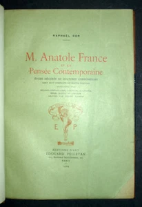 Raphaël COR, Anatole France et la pensée contemporaine, RELIURE EN MAROCAIN - Imagen 1 de 7