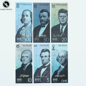 6pcs Set Gold Foil Banknotes 1 / 5 / 10 / 20 / 50 / 100 Dollar Collection Gifts - Picture 1 of 12