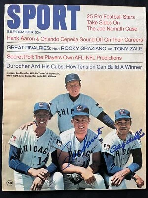 Ron Santo Billy Williams Chicago Cubs Signed SPORT 1969 Magazine ~ JSA COA - Image 1 of 4