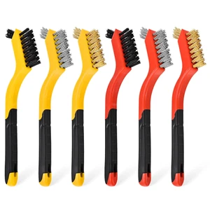 6Pcs Wire Brush Set Mini Wire Brushes For Cleaning Rust Steel/Nylon/Brass Brush - Picture 1 of 9