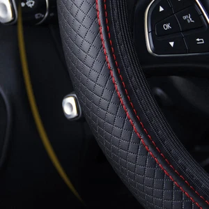 15" PU Leather Car Steering Wheel Cover Breathable Non-slip Accessory Universal - Picture 1 of 10