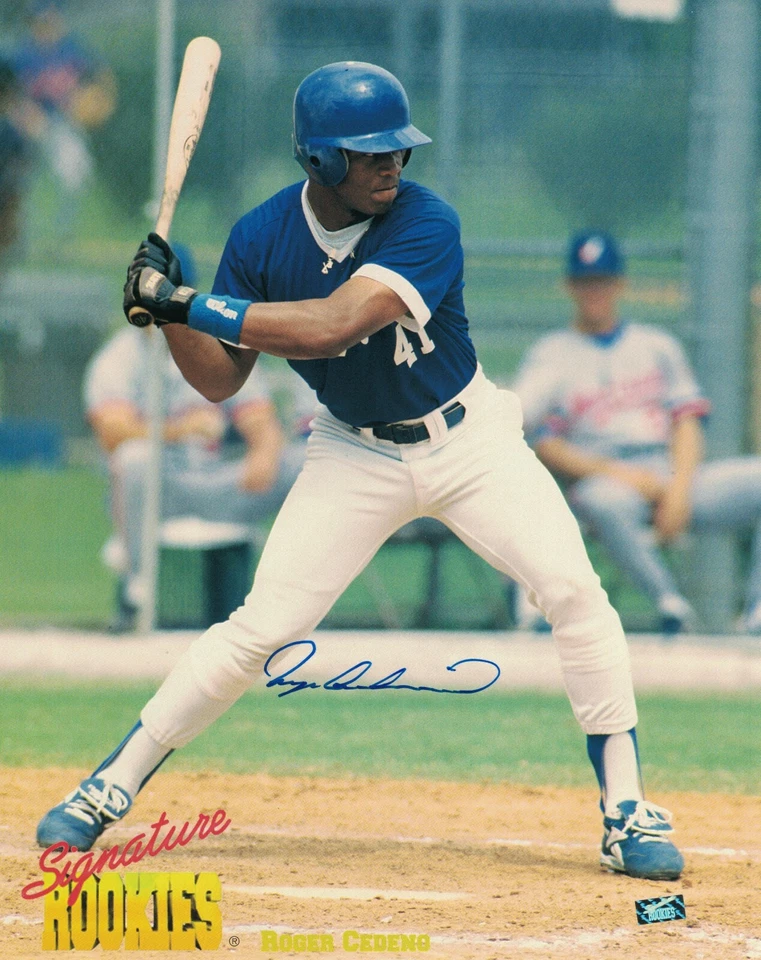 Foto autografiada firmada por Roger Cedeño de 8x10 de los Dodgers de Los Ángeles firma de novatos Foto 1 de 1