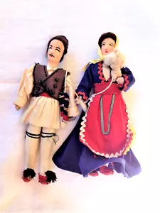 2er SET VINTAGE HANDGEFERTIGTE GRIECHISCHE PUPPEN IN TRACHTEN, LEDERSCHUHE - Bild 1 von 12