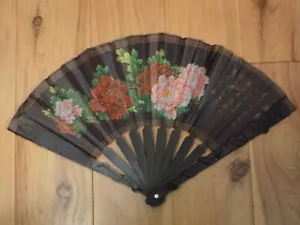Stampa Arte Giapponese Ventola Pieghevole Mano Seta Decorazione Moda Fiori Floreali - Foto 1 di 3