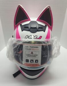 Women Motorcycle Helmet Removable Cat Ear Full Face Motocross Helmet Pink