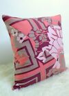 Original Retro Fabric Cushion Cover 80s Osman 16x16" Vintage Pink Grey