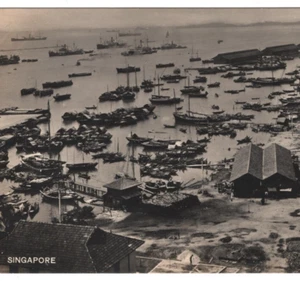 SINGAPORE Straits Postcard RP Real Photo DOCKS Unused {samwells-covers}KA553 - Picture 1 of 8