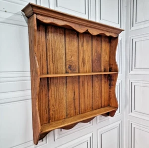 Antique Victorian Rustic Wooden Oak Farmhouse Wall Shelving Unit Display Shelf - Picture 1 of 24