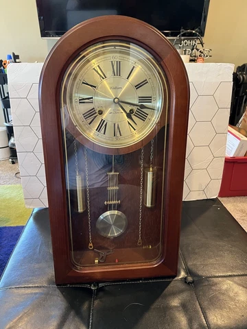 Waltham 31 Day Chime Large Wall Clock Vintage Casket Style Cover
