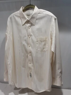 Camisa de vestir Geoffrey Beene 18 34/35 perla con rayas perladas sin arrugas 1 bolsillo  Foto 1 de 4