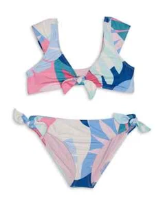 Splendid L24323 Girls Blue Mosaic Palm Two Piece Swimsuit Size 12 - Picture 1 of 3