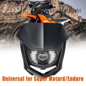 Universal Super Motard/Enduro LED Headlight for Kawasaki Suzuki Yamaha KDX XR CR - Picture 1 of 12