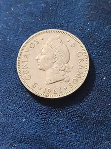  1961 5 CENTAVOS DOMINICAN COIN KM.#18 - Picture 1 of 2