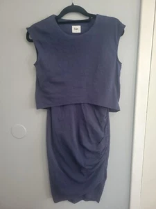 Bae The Label Bodycon Sleeveless Midi Maternity Breastfeeding Dress Blue Size XS - Picture 1 of 6