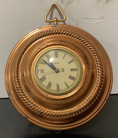 Vintage United Copper Tone Pocket Watch Electric Wall Clock Working! Round #65 Cover