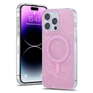 Per iPhone 16 Pro Max/16/15/14Perla Glitter Shell Girly Custodia Magnetica Antiurto - Foto 1 di 8