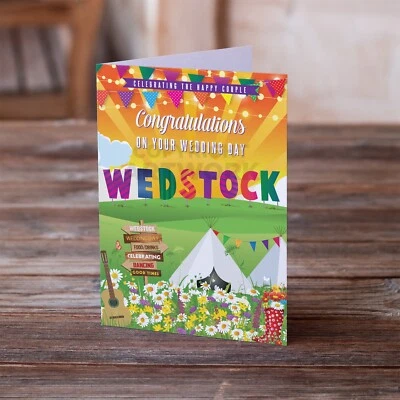 WEDFEST WEDSTOCK Festival Wedding Day Card - Wedding Day Congratulations Gift Card