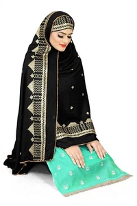 Beautiful 3D Effect Embroidered Black Women Islamic trend of Middle East Fashion - Picture 1 of 5