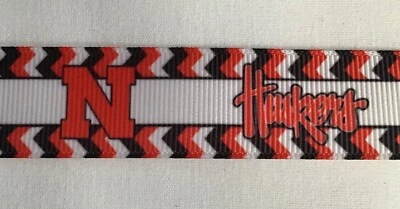 Nebraska Corn Huskers  red black Grosgrain ribbon 5/8" 7/8" 1.5" 3 styles - Image 1 of 4