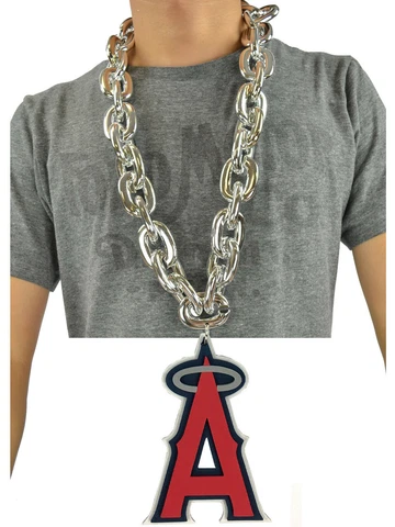 New MLB Los Angeles Angels Silver Fan Chain Necklace Foam Cover