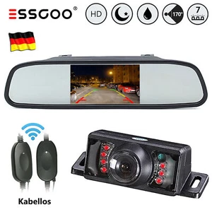 ESSGOO Funk Kabellos Kennzeichen Nummernschild Rückfahrkamera HD + 4,3'' Monitor - Bild 1 von 12