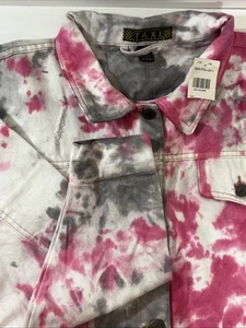 TAXI Giacca Cropped Rosa Donna 2X Tie Dye Retro Denim Anticato Nappa Art - Foto 1 di 7