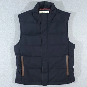 Orvis Wool Duck Down Puffer Vest Lined Mens M Black Button Snap Full Zip - Picture 1 of 9