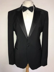 REISS - Herren Slim Fit SCHWARZ WOLLE DINNER ANZUG - 44 Reg - W38 L32 - WUNDERSCHÖNER SMOKING - Bild 1 von 13