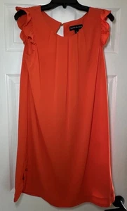 Danillo Boutique Damen Größe 12 Etuikleid orange kurze Flatterärmel Rüschen - Bild 1 von 10